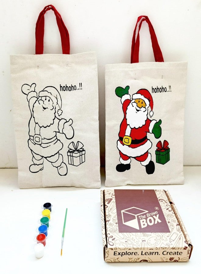The brown box: Christmas Painting Kit, Santa Painting Kit, Tote Bag Painting Kit, Christmas Gift for Kid (Set of 15), Christmas Return Gift for Kids - Image 1